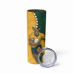 Australia Wallabies Rugby Mascot Skinny Tumbler Indigenous Dot Art Style - Muscular Kangaroo Graphic