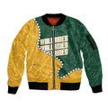 Australia Wallabies Rugby Mascot Sleeve Zip Bomber Jacket Indigenous Dot Art Style - Muscular Kangaroo Graphic