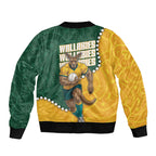 Australia Wallabies Rugby Mascot Sleeve Zip Bomber Jacket Indigenous Dot Art Style - Muscular Kangaroo Graphic