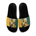 Australia Wallabies Rugby Mascot Slide Sandals Indigenous Dot Art Style - Muscular Kangaroo Graphic