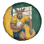 Australia Wallabies Rugby Mascot Spare Tire Cover Indigenous Dot Art Style - Muscular Kangaroo Graphic