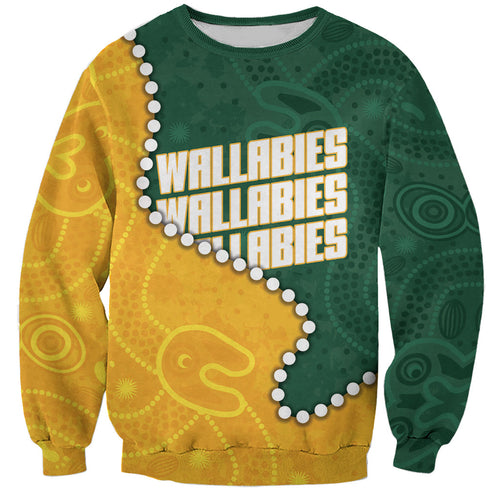 Australia Wallabies Rugby Mascot Sweatshirt Indigenous Dot Art Style - Muscular Kangaroo Graphic
