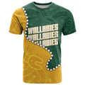 Australia Wallabies Rugby Mascot T Shirt Indigenous Dot Art Style - Muscular Kangaroo Graphic