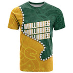 Australia Wallabies Rugby Mascot T Shirt Indigenous Dot Art Style - Muscular Kangaroo Graphic