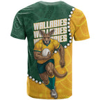 Australia Wallabies Rugby Mascot T Shirt Indigenous Dot Art Style - Muscular Kangaroo Graphic