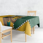 Australia Wallabies Rugby Mascot Tablecloth Indigenous Dot Art Style - Muscular Kangaroo Graphic