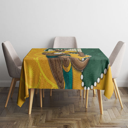 Australia Wallabies Rugby Mascot Tablecloth Indigenous Dot Art Style - Muscular Kangaroo Graphic