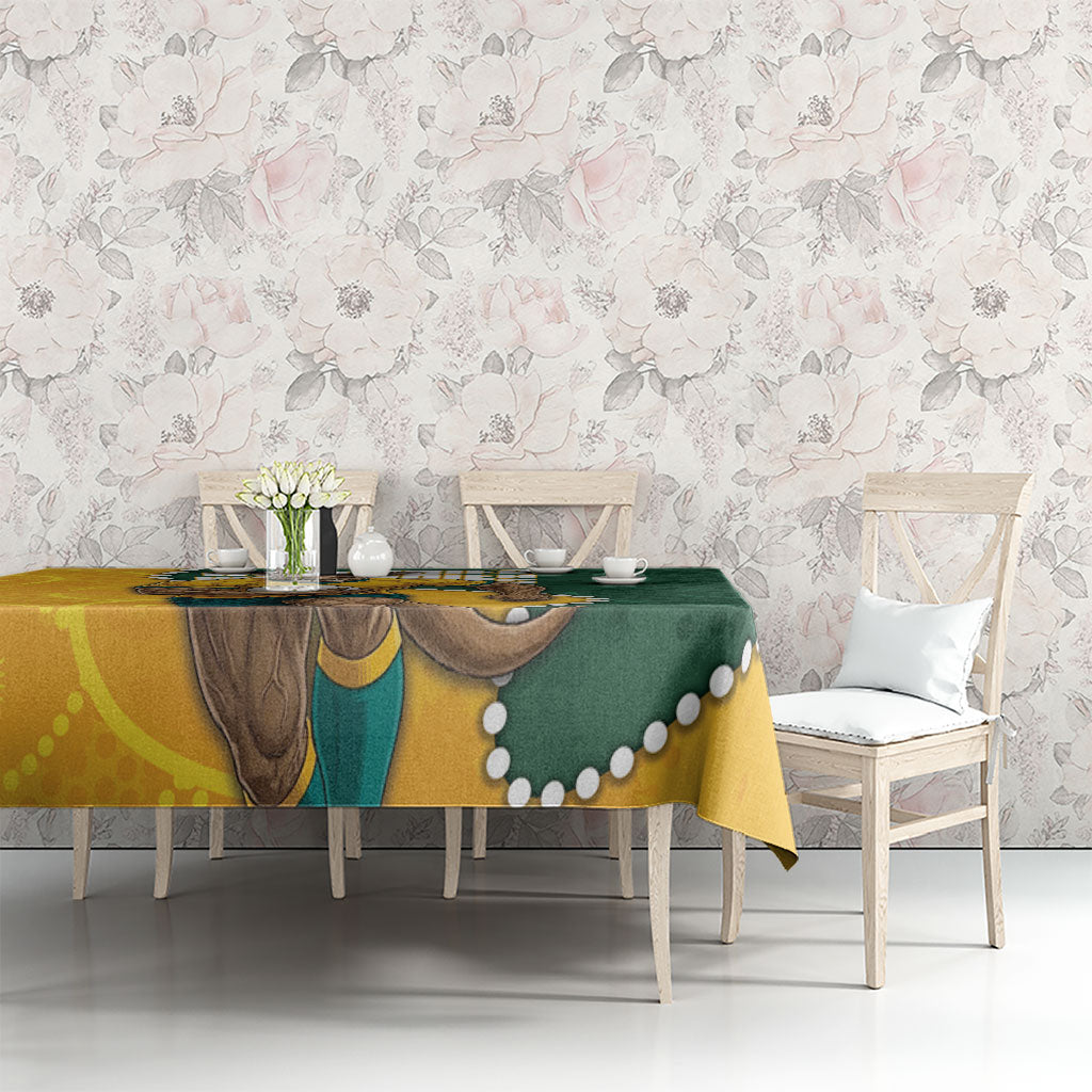 Australia Wallabies Rugby Mascot Tablecloth Indigenous Dot Art Style - Muscular Kangaroo Graphic