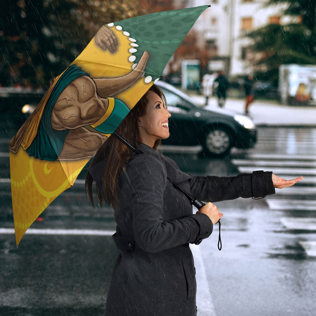 Australia Wallabies Rugby Mascot Umbrella Indigenous Dot Art Style - Muscular Kangaroo Graphic