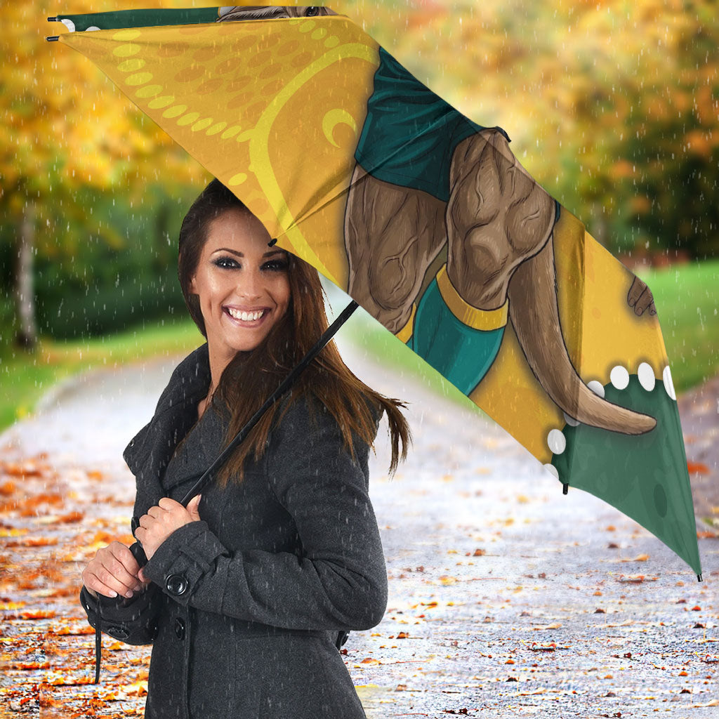 Australia Wallabies Rugby Mascot Umbrella Indigenous Dot Art Style - Muscular Kangaroo Graphic