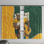 Australia Wallabies Rugby Mascot Window Curtain Indigenous Dot Art Style - Muscular Kangaroo Graphic