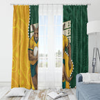 Australia Wallabies Rugby Mascot Window Curtain Indigenous Dot Art Style - Muscular Kangaroo Graphic