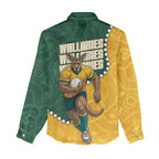 Australia Wallabies Rugby Mascot Women Casual Shirt Indigenous Dot Art Style - Muscular Kangaroo Graphic
