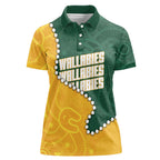 Australia Wallabies Rugby Mascot Women Polo Shirt Indigenous Dot Art Style - Muscular Kangaroo Graphic
