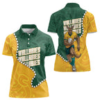 Australia Wallabies Rugby Mascot Women Polo Shirt Indigenous Dot Art Style - Muscular Kangaroo Graphic