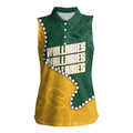 Australia Wallabies Rugby Mascot Women Sleeveless Polo Shirt Indigenous Dot Art Style - Muscular Kangaroo Graphic