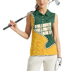 Australia Wallabies Rugby Mascot Women Sleeveless Polo Shirt Indigenous Dot Art Style - Muscular Kangaroo Graphic