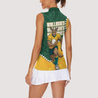 Australia Wallabies Rugby Mascot Women Sleeveless Polo Shirt Indigenous Dot Art Style - Muscular Kangaroo Graphic