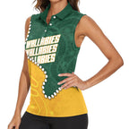 Australia Wallabies Rugby Mascot Women Sleeveless Polo Shirt Indigenous Dot Art Style - Muscular Kangaroo Graphic