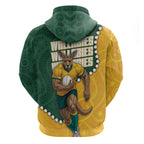 Australia Wallabies Rugby Mascot Zip Hoodie Indigenous Dot Art Style - Muscular Kangaroo Graphic