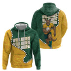 Australia Wallabies Rugby Mascot Zip Hoodie Indigenous Dot Art Style - Muscular Kangaroo Graphic
