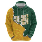 Australia Wallabies Rugby Mascot Zip Hoodie Indigenous Dot Art Style - Muscular Kangaroo Graphic