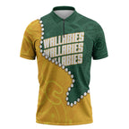 Australia Wallabies Rugby Mascot Zipper Polo Shirt Indigenous Dot Art Style - Muscular Kangaroo Graphic