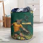 Australia Wallabies Laundry Basket Aboriginal Rugby Kangaroo Mascot - Gold And Green
