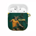 Australia Wallabies AirPods Case Aboriginal Rugby Kangaroo Mascot - Gold And Green