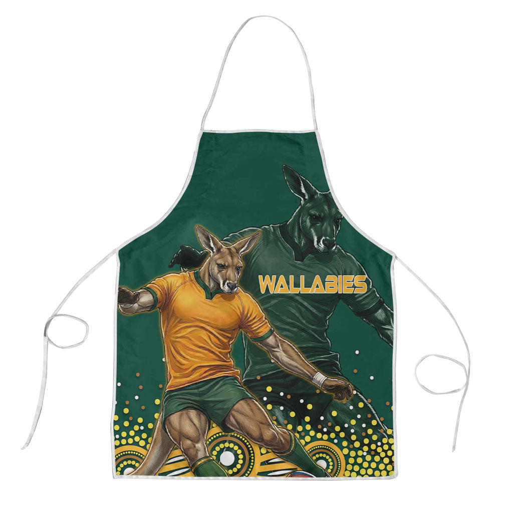 Australia Wallabies Apron Aboriginal Rugby Kangaroo Mascot - Gold And Green