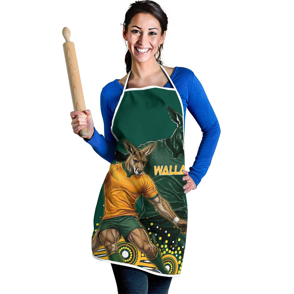 Australia Wallabies Apron Aboriginal Rugby Kangaroo Mascot - Gold And Green