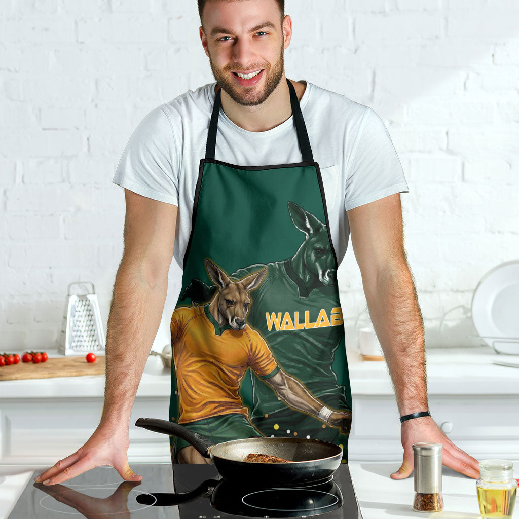 Australia Wallabies Apron Aboriginal Rugby Kangaroo Mascot - Gold And Green
