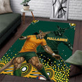 Australia Wallabies Area Rug Aboriginal Rugby Kangaroo Mascot - Gold And Green