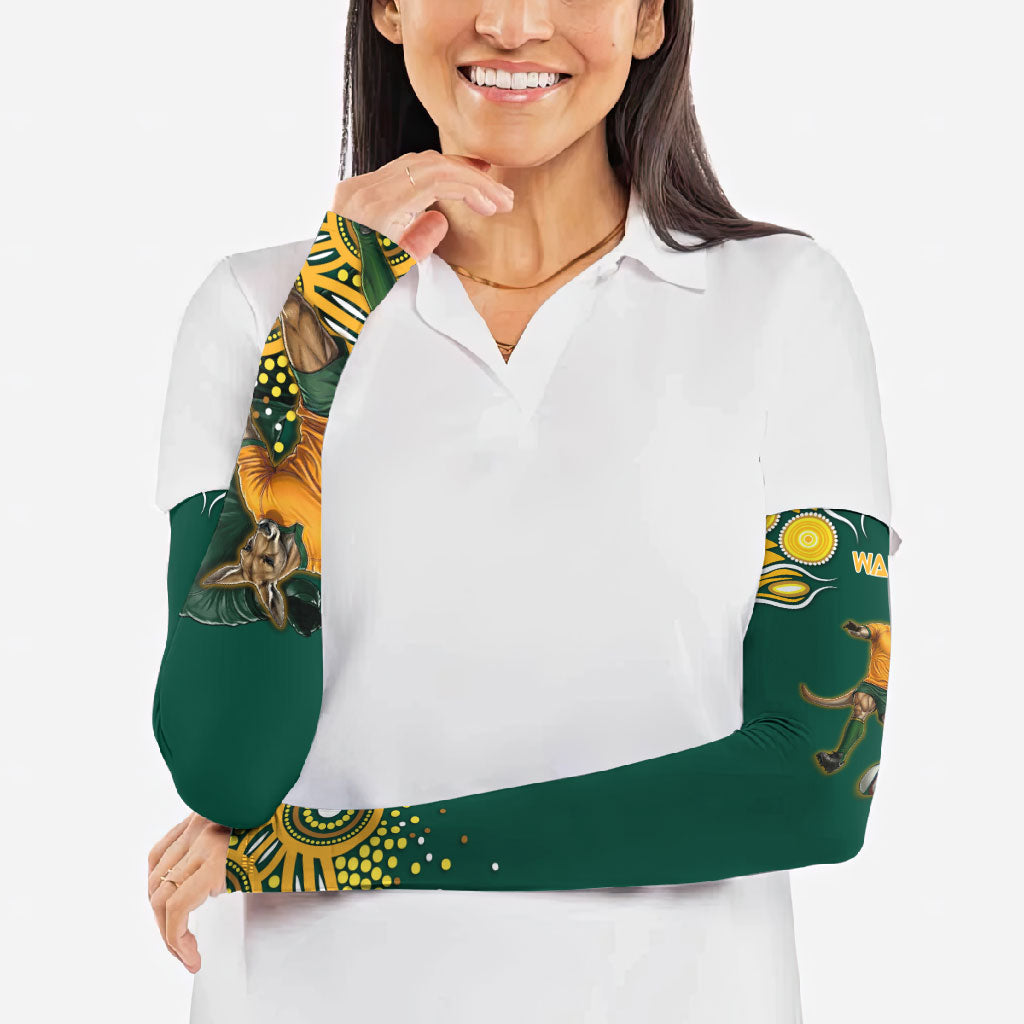 Australia Wallabies Arm Sleeves Aboriginal Rugby Kangaroo Mascot - Gold And Green