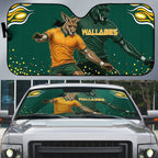 Australia Wallabies Auto Sun Shade Aboriginal Rugby Kangaroo Mascot - Gold And Green
