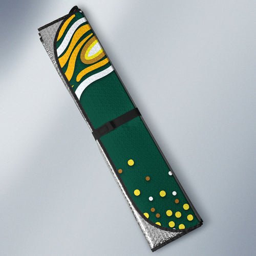 Australia Wallabies Auto Sun Shade Aboriginal Rugby Kangaroo Mascot - Gold And Green