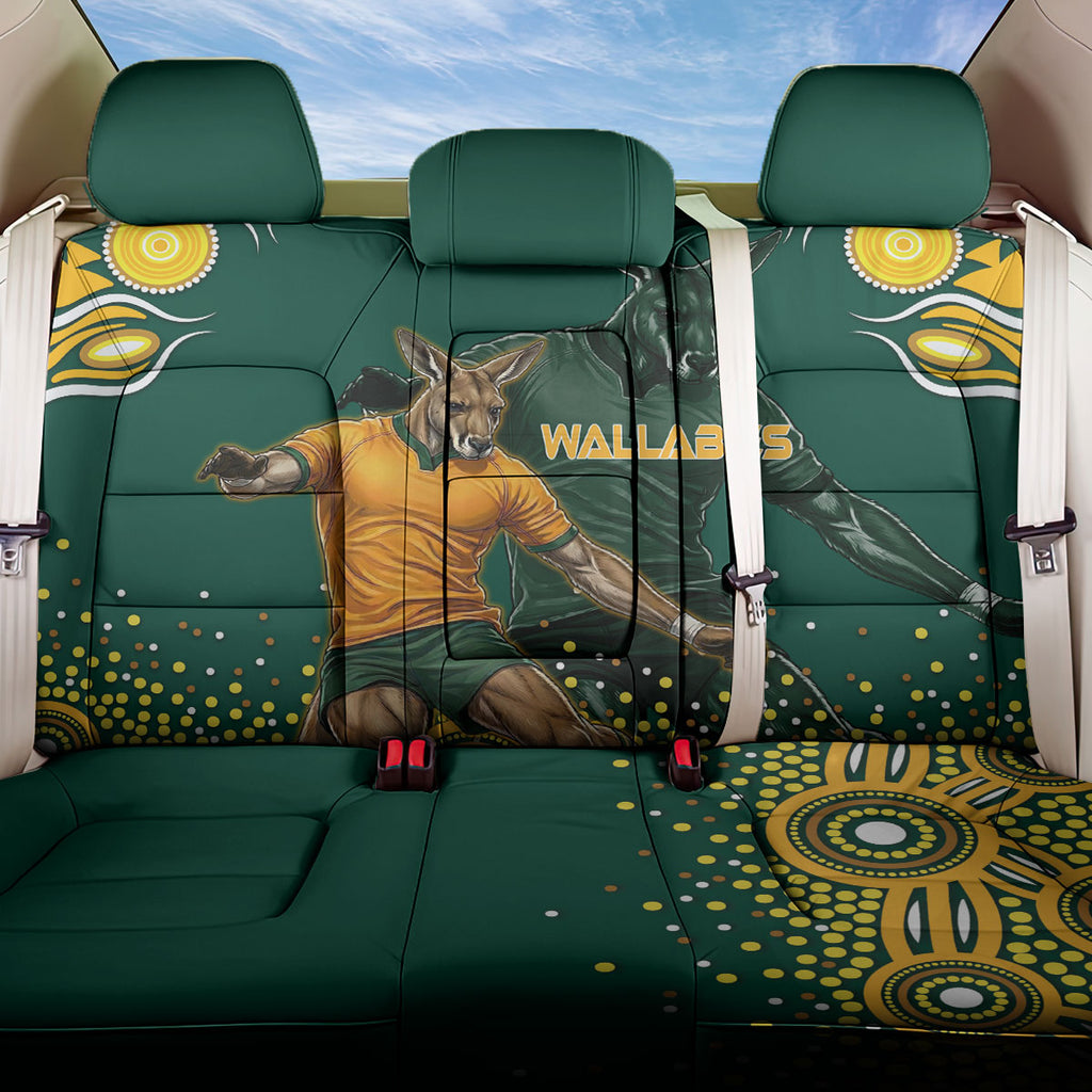 Australia Wallabies Back Car Seat Cover Aboriginal Rugby Kangaroo Mascot - Gold And Green