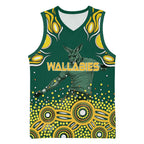 Australia Wallabies Basketball Jersey Aboriginal Rugby Kangaroo Mascot - Gold And Green