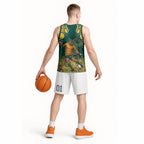 Australia Wallabies Basketball Jersey Aboriginal Rugby Kangaroo Mascot - Gold And Green