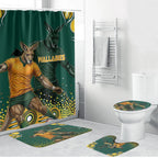Australia Wallabies Bathroom Set Aboriginal Rugby Kangaroo Mascot - Gold And Green