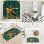 Australia Wallabies Bathroom Set Aboriginal Rugby Kangaroo Mascot - Gold And Green