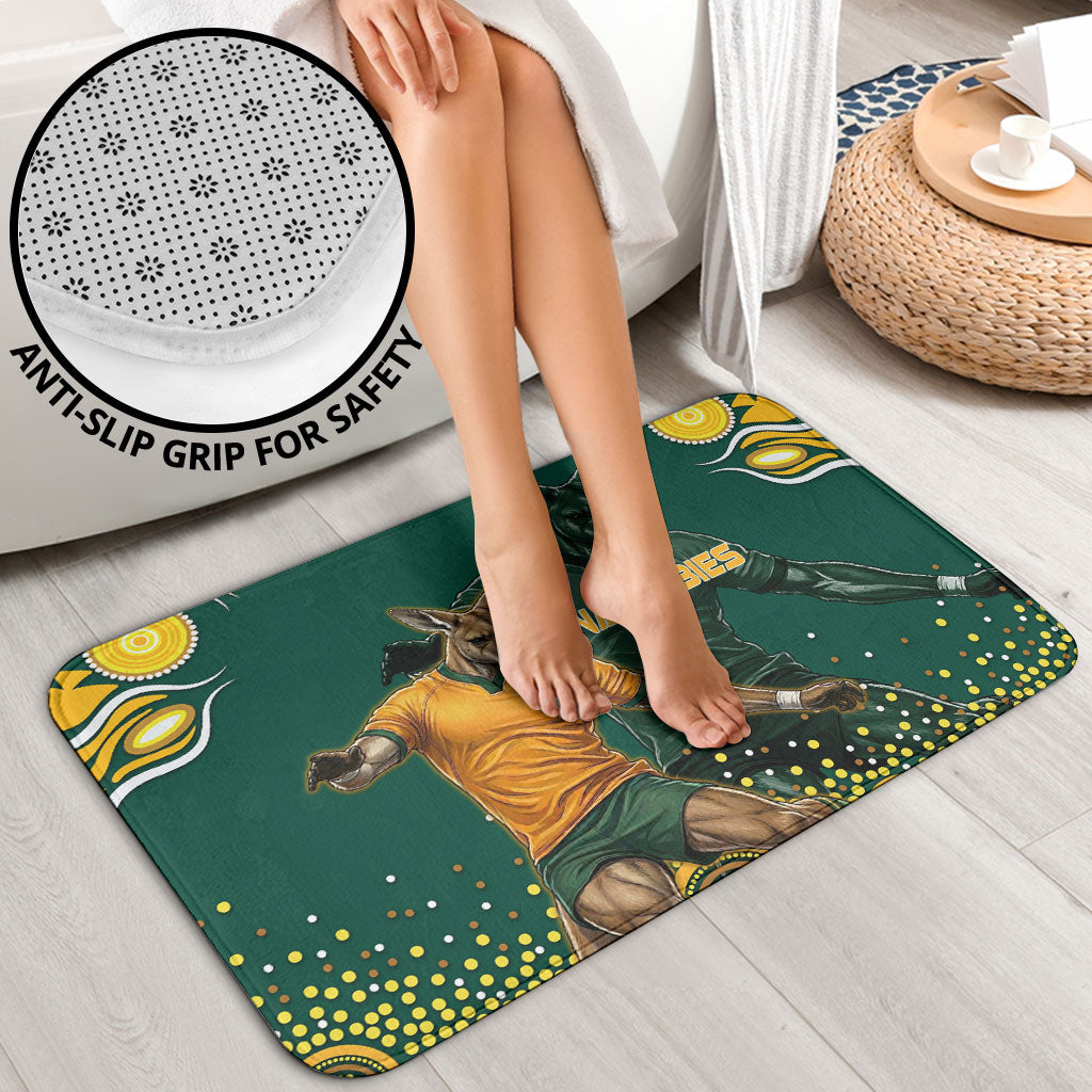 Australia Wallabies Bathroom Set Aboriginal Rugby Kangaroo Mascot - Gold And Green