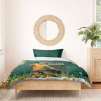 Australia Wallabies Bedding Set Aboriginal Rugby Kangaroo Mascot - Gold And Green