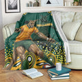 Australia Wallabies Blanket Aboriginal Rugby Kangaroo Mascot - Gold And Green