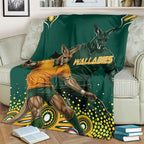 Australia Wallabies Blanket Aboriginal Rugby Kangaroo Mascot - Gold And Green
