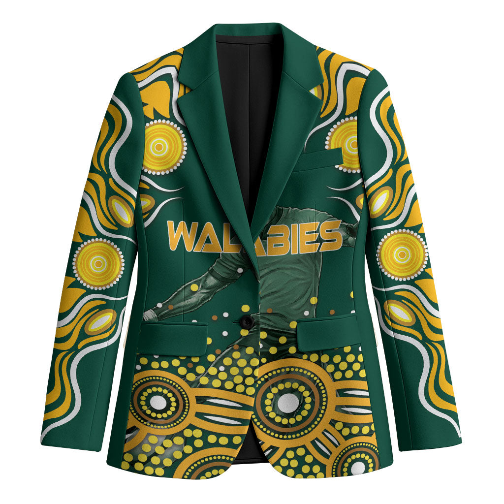 Australia Wallabies Blazer Aboriginal Rugby Kangaroo Mascot - Gold And Green