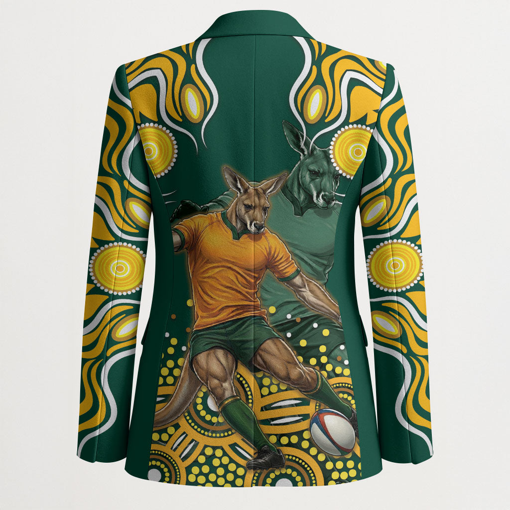 Australia Wallabies Blazer Aboriginal Rugby Kangaroo Mascot - Gold And Green