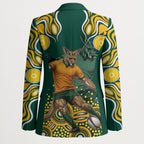 Australia Wallabies Blazer Aboriginal Rugby Kangaroo Mascot - Gold And Green