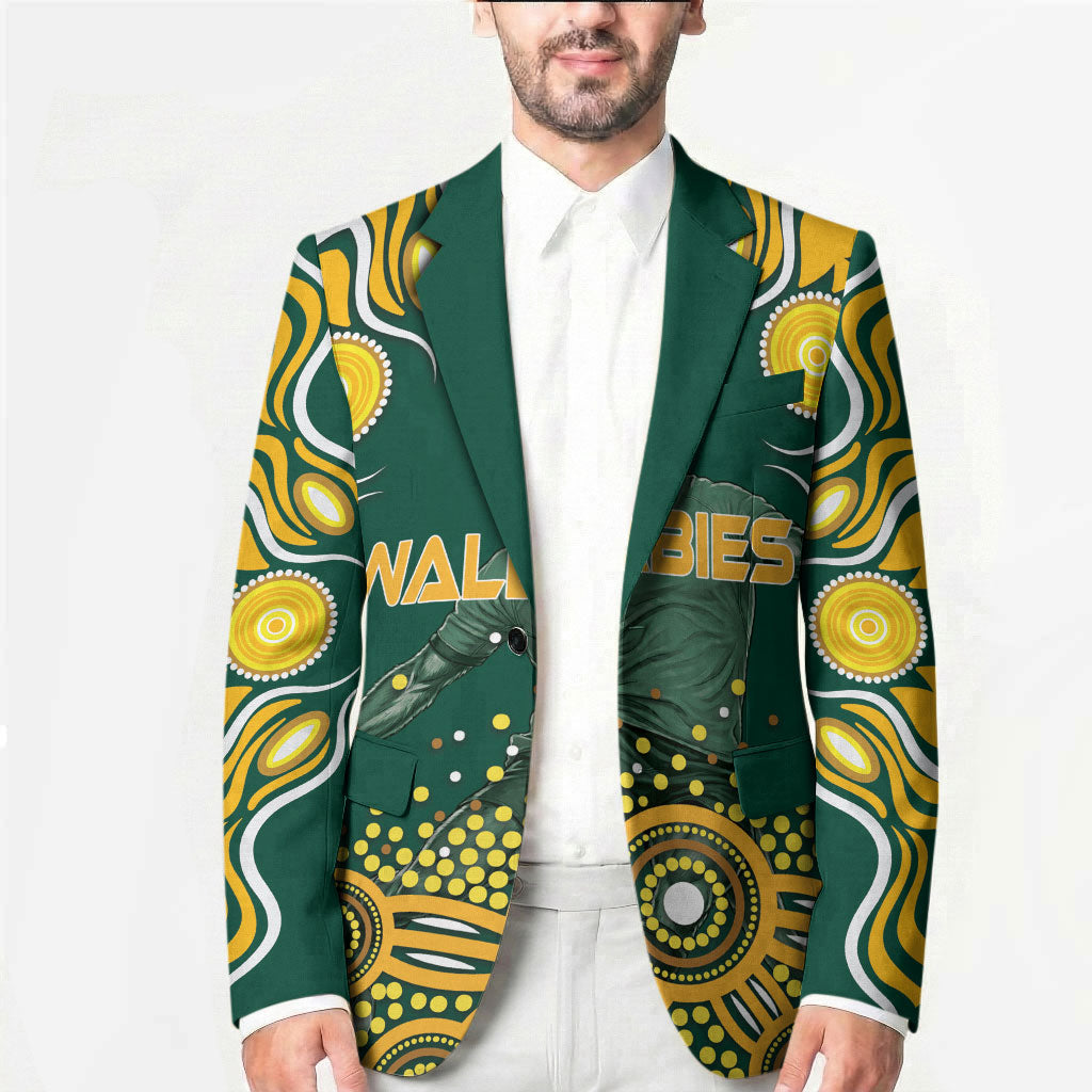 Australia Wallabies Blazer Aboriginal Rugby Kangaroo Mascot - Gold And Green