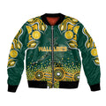Australia Wallabies Bomber Jacket Aboriginal Rugby Kangaroo Mascot - Gold And Green